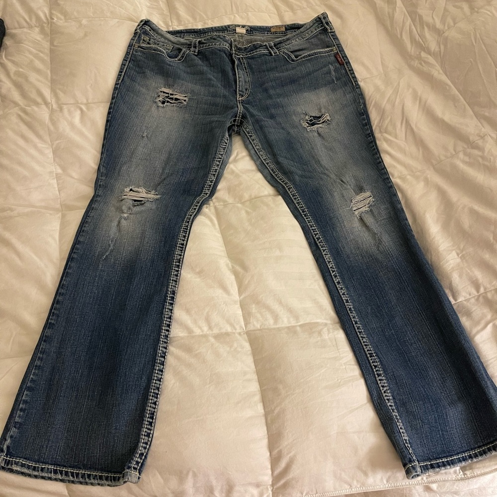 Silver jeans womens PIONEER distressed plus size 22 BOOTCUT.